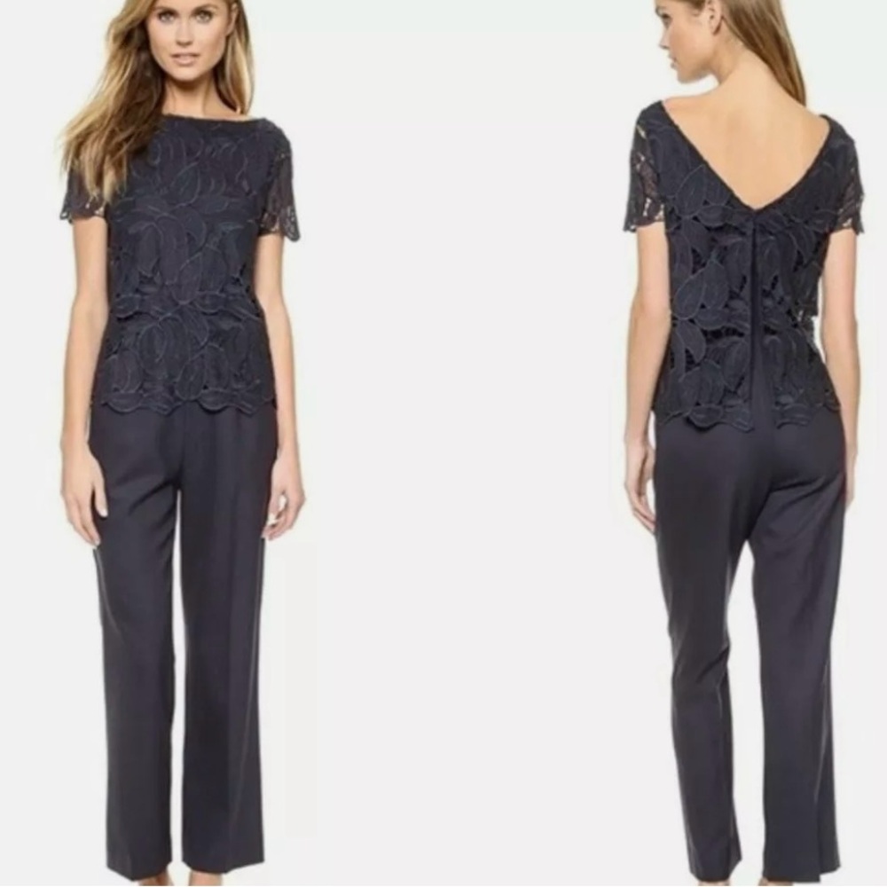 Tory Burch Navy Avalon Lace Overlay Special Occasion Jumpsuit, Size 4